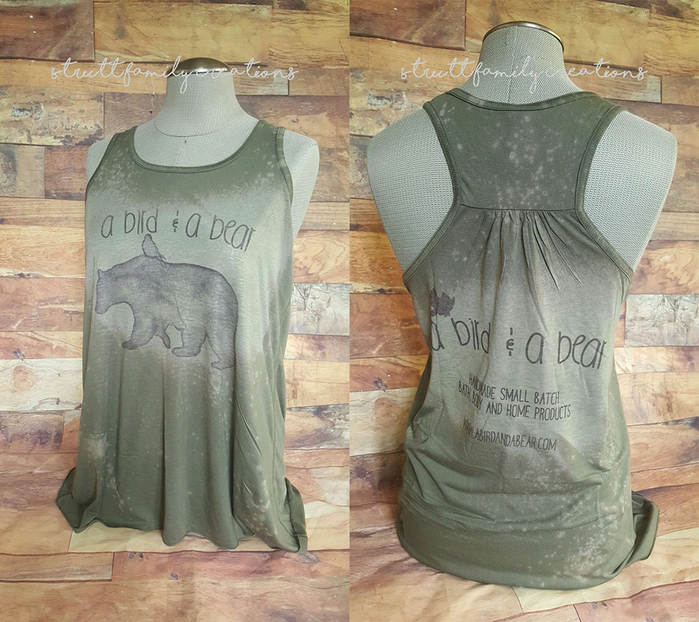 A Bird & A Bear XL Bleached Military Green Tank
